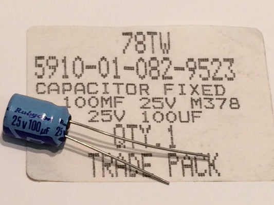 100UF 25V RUBYCON TWSS RADIAL ELECTROLYTIC MILITARY SPEC CAPACITOR fd6k7