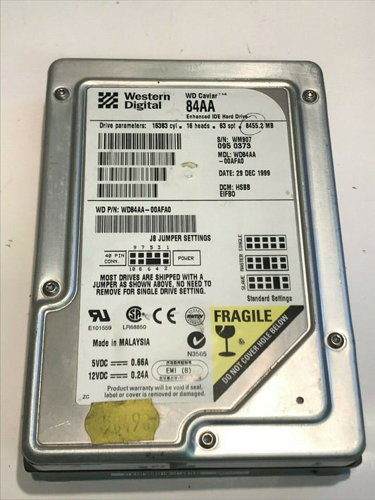 WESTERN DIGITAL CAVIAR 84AA 8.4GB IDE HARD DRIVE WD84AA-00AFAO HSBBEIFBO aa5fd7