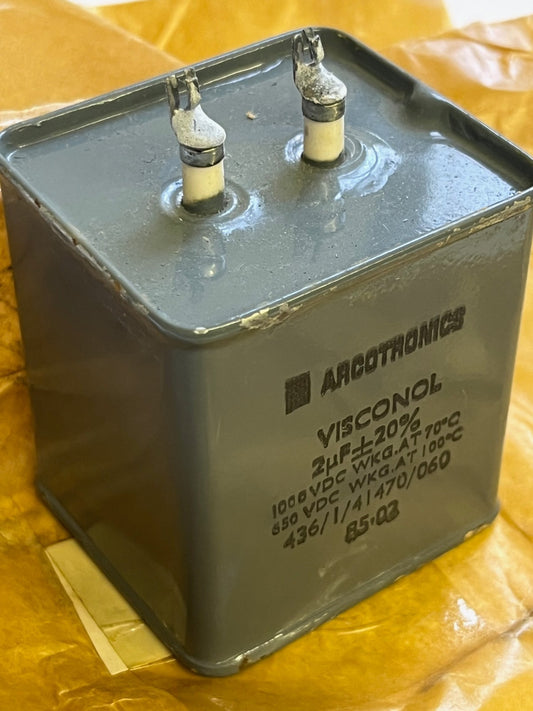 2UF 2mfd 1000V PAPER IN OIL VISCONOL VINTAGE CAPACITOR FD6C32
