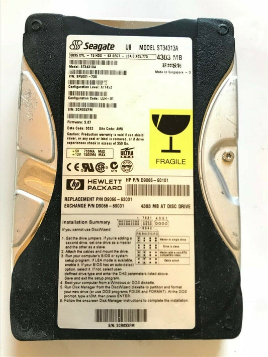 SEAGATE U8 ST34313A 9P5001-730 FIRMWARE 3.07 IDE HARD DRIVE 4.3GB aa4ac20