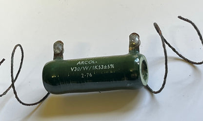 1.53K OHM 5% 30W ARCOL VINTAGE WIRE WOUND TUBULAR POWER RESISTOR FD2G6