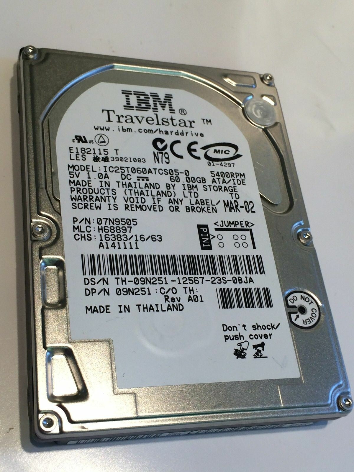 IBM IC25T060ATCS05-0 60GB 2.5 INCH 12.5MM HARD DISC DRIVE 07N9505 aa4cc13