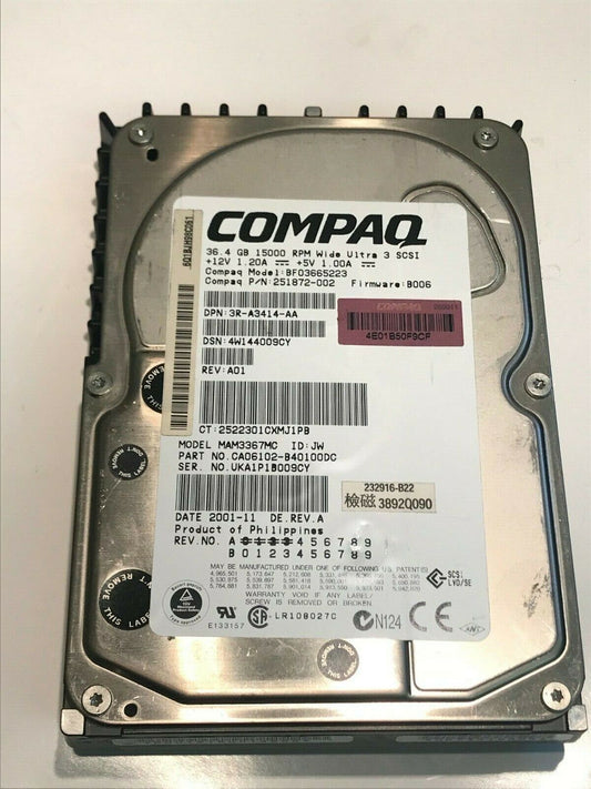 FUJITSU MAM3367MC 36.4GB SCSI 3 HARD DRIVE CAO6102-B40100DC B006 aa5he1