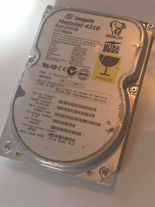SEAGATE ST34310A 9M5001-302 FIRMWARE 3.07 IDE HARD DRIVE 4.3GB aa4bb4A