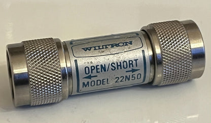 WILTRON / ANRITSU 22N50 18GHz N TYPE MALE OPEN / SHORT RF ADAPTER fba10a88