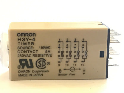 H3Y-4 110V AC MINIATURE PLUG IN TIMER 14 PIN 2 - 60 SECONDS 4 POLE 4PCO ac1x8
