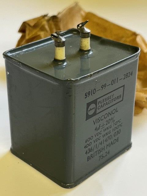4UF 4mfd 600V PAPER IN OIL PLESSEY VISCONOL VINTAGE CAPACITOR FD6C34