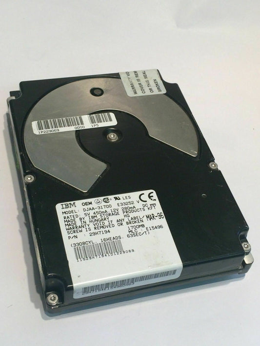 IBM DJAA-31700 IDE HARD DRIVE 1700MB 29H7194 fbc1c5