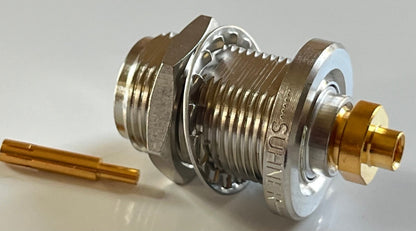 SUHNER 50 OHM N TYPE BULKHEAD FEMALE FOR EZ-141 SEMI RIGID fcb25.48