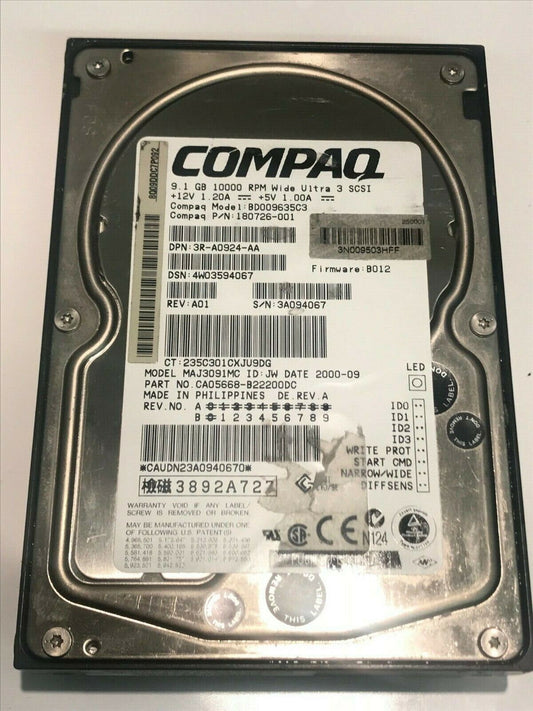 FUJITSU MAJ3091MC 9.1GB SCSI 3 HARD DRIVE CAO5668-B2200DC B012 aa5ia1d