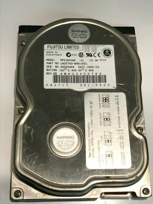 FUJITSU MPE3043AE -EL 4.3GB IDE HARD DRIVE CAO5743-B98100EL aa5ha8