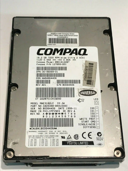FUJITSU MAE3182LC 18.2GB SCSI 2 WIDE HARD DRIVE CAO5348-B44100DC aa5hb1