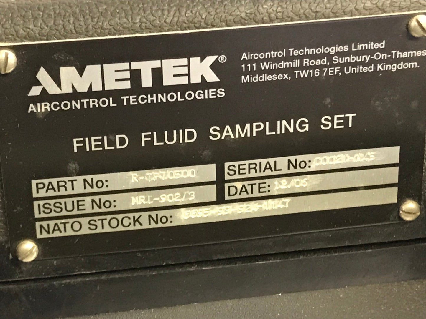 AMETEK FIELD FLUID SAMPLING SET 100 PSI ad1~2