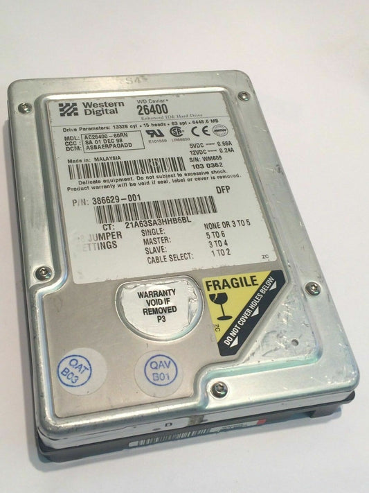 WESTERN DIGITAL CAVIAR 26400 6.4GB 386629-001 IDE HARD DRIVE fbc1a6