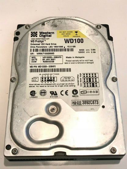 WESTERN DIGITAL PROTEGE WD100 10GB IDE HARD DRIVE WD100EB-00BHFO RSBBED2 aa5fd5