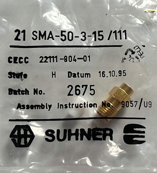 SUHNER 50 OHM SMA FEMALE FOR 141 SEMI RIGID 21SMA-50-3-15/111 fcb25.23