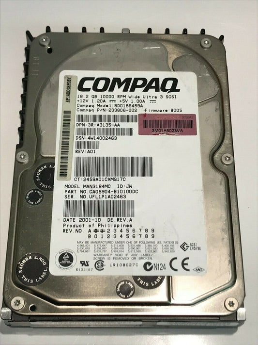 FUJITSU MAN3184MC 18.2GB SCSI 3 HARD DRIVE CAO5904-B10100DC B005 aa5ha1c