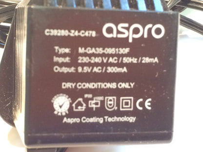 9.5V AC 300mA WALL PLUG POWER SUPPLY BT DIVERSE, GIGASET 5000 aa7*c