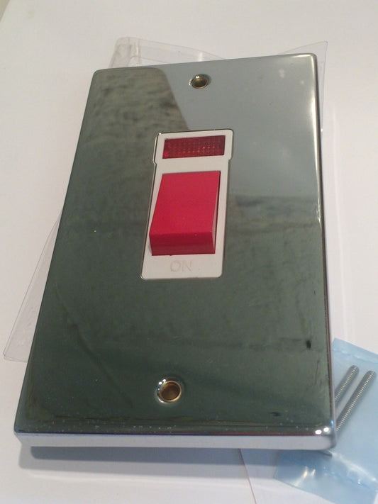 DETA POLISHED CHROME DP 45A SWITCH WITH NEON AND WHITE INSERT fcc3e