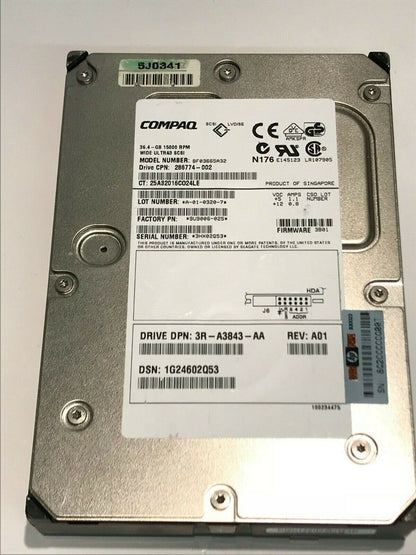 COMPAQ BF03665A32 36.4GB SCSI 3 HARD DRIVE 286774-002 3B01 aa5ha4