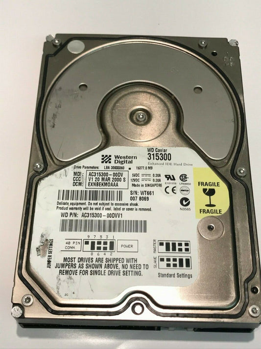 WESTERN DIGITAL 315300 15.3GB IDE HARD DRIVE AC315300-00DV EXNBEKMOAAA aa5fe15