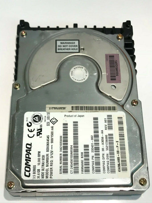 COMPAQ BD03664545 36.4GB SCSI 3 HARD DRIVE 232431-002 B20B aa5ha3