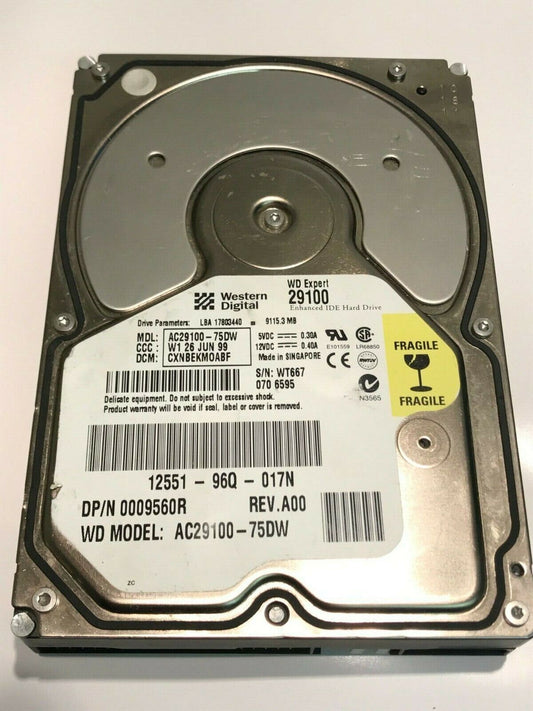 WESTERN DIGITAL 29100 9.1GB IDE HARD DRIVE AC29100-75DW CXNBEKMOABF aa5fe14