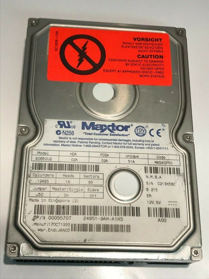 MAXTOR 90650U2 02A 02A 51A MA540PRO 6.5GB IDE HARD DRIVE aa5ib3