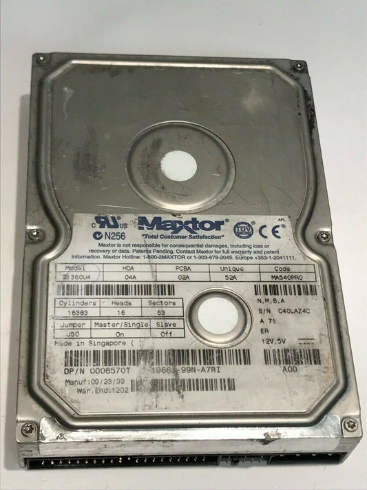 MAXTOR 30768U1 11A 01A 15A BAC51KJ0 7.6GB IDE HARD DRIVE aa5ge4