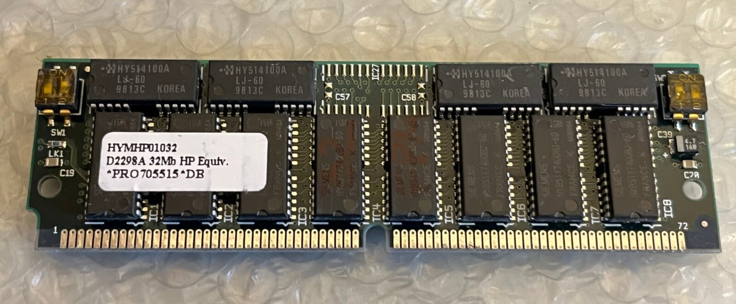 HP D2298A 32MB 72 PIN 60NS FAST PAGE MODE PARITY FPM SIMM (x1) fd1A45