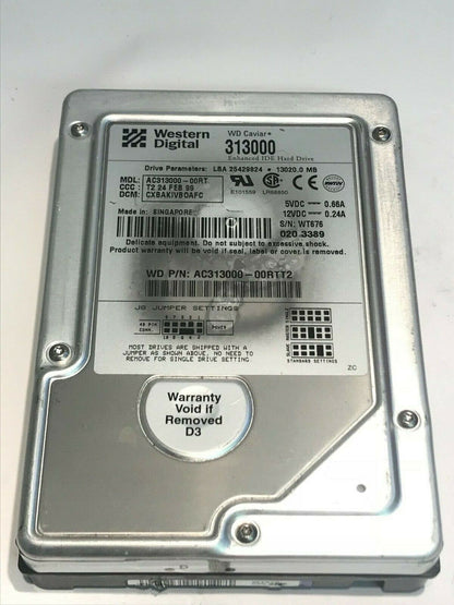 WESTERN DIGITAL CAVIAR 313000 13GB IDE HARD DRIVE AC313000-00RT CXBAKIVB aa5fc11