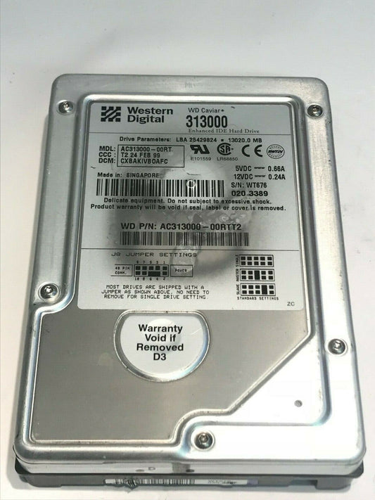 WESTERN DIGITAL CAVIAR 313000 13GB IDE HARD DRIVE AC313000-00RT CXBAKIVB aa5fc11