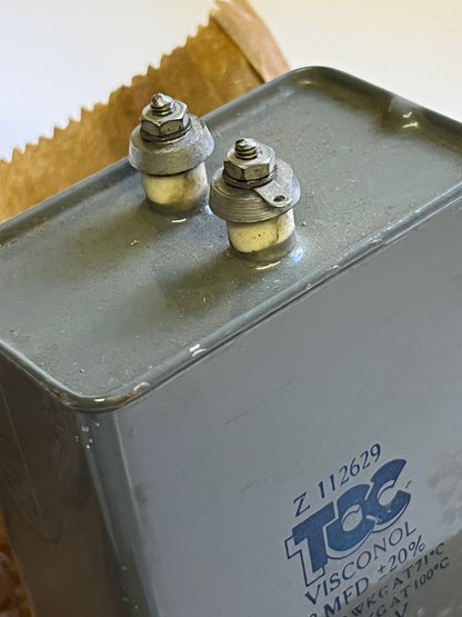 8UF 8mfd 800V PAPER IN OIL TCC VISCONOL VINTAGE CAPACITOR FD6C36