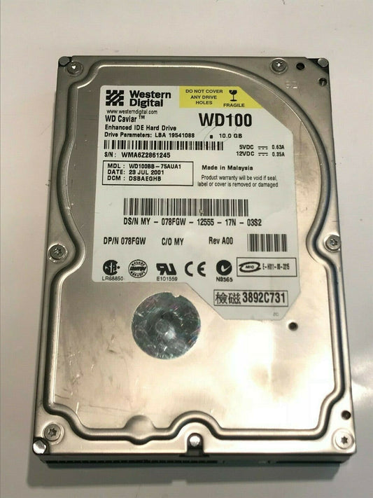 WESTERN DIGITAL CAVIAR WD100 10GB IDE HARD DRIVE WD100BB-75AUA1 DSBAEGHB aa5fc9