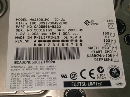 FUJITSU MAJ3091MC 9.1GB SCA SCSI HARD DRIVE CAO5668-B220 fbc1e9