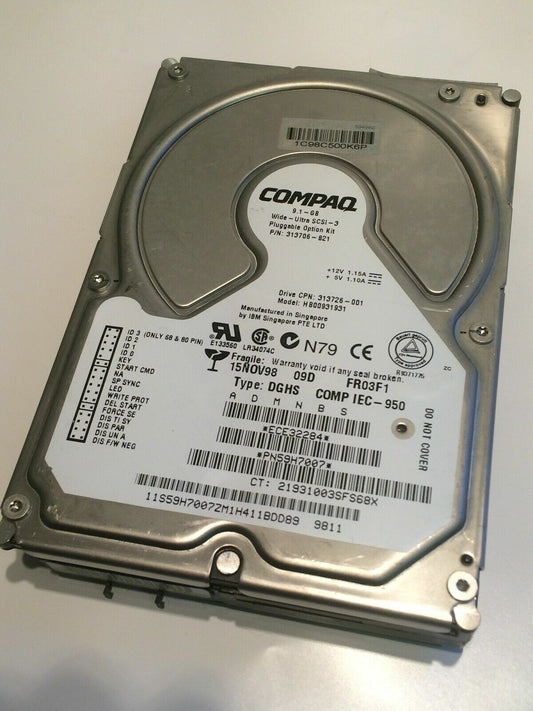 COMPAQ 313726-001 9.1GB 80PIN SCSI PN59H7007 ECE32284 DGHS HARD DRIVE aa4ca4