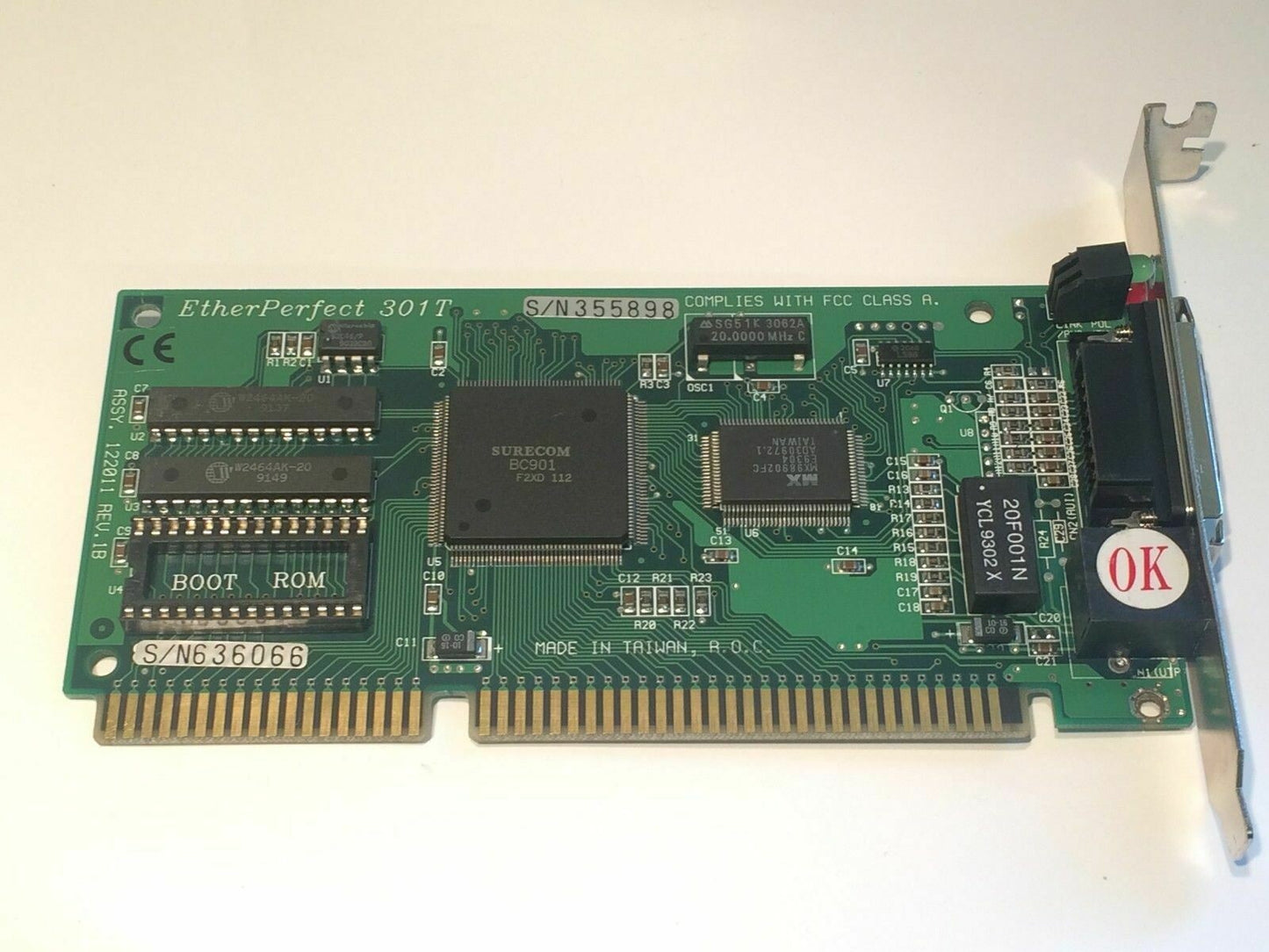 SURECOM ETHERPERFECT 301T 16 BIT ISA NETWORK ETHERNET CARD RJ45 fd3d5