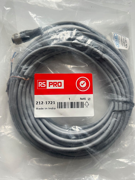 RS 212-1721 4 WAY M12 CONNECTOR ON 10M OF CABLE, SENSOR LEAD fd1d28