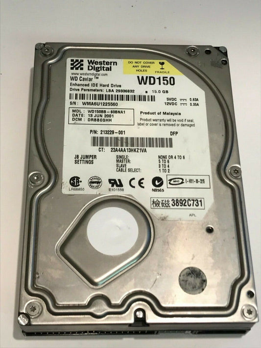 WESTERN DIGITAL CAVIAR WD150 15GB IDE HARD DRIVE WD150BB-60BNA1 DRBBEGHH aa5fd3