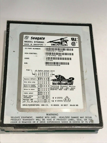SEAGATE ST5850A 850MB IDE HARD DRIVE 9B6001-309 NFEARE 05 aa5ge8