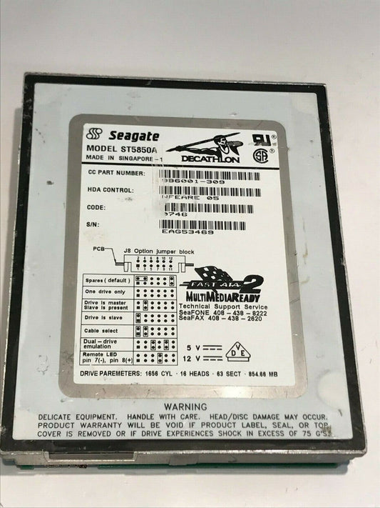 SEAGATE ST5850A 850MB IDE HARD DRIVE 9B6001-309 NFEARE 05 aa5ge8