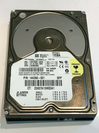 WESTERN DIGITAL EXPERT 135BA 13.5GB IDE HARD DRIVE WD135BA-60AK CSNBEKMO aa5fe5