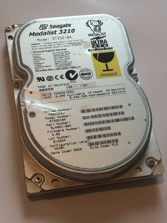 SEAGATE ST33210A 9L4001-303 FIRMWARE 3.02 IDE HARD DRIVE 3.2GB aa4ba10