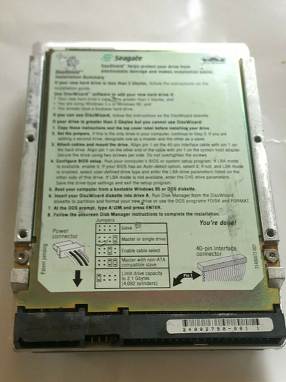 SEAGATE ST34321A 9K2003-002 FIRMWARE 3.04 IDE HARD DRIVE 4.3GB aa4ab1b