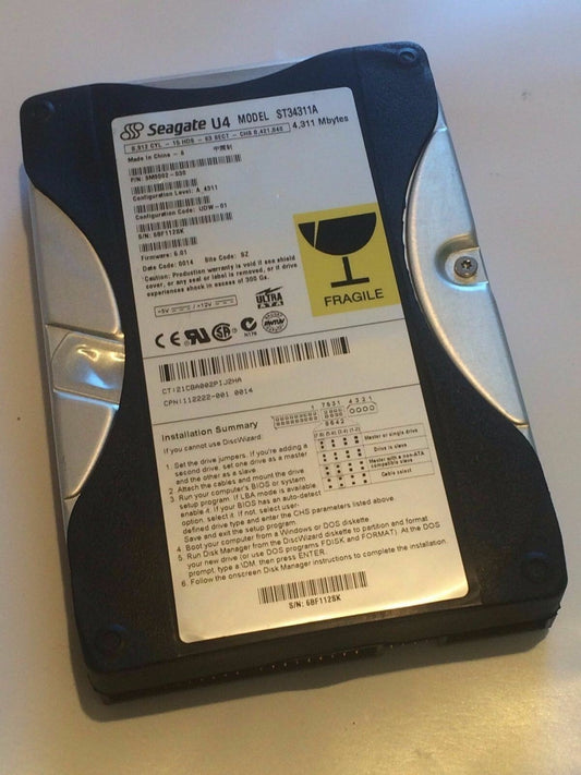 SEAGATE ST34311A 9M9002-030 FIRMWARE 6.01 IDE HARD DRIVE 4.3GB aa4ba23