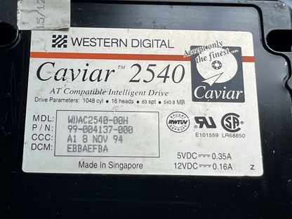 WESTERN DIGITAL CAVIAR 2540 WDAC2540-00H 540MB 99-004137 IDE HARD DISC FD2B6
