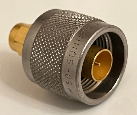 SUHNER PREMIUM N MALE TO SMA MALE PRECISION RF COAXIAL ADAPTER FBA10A98