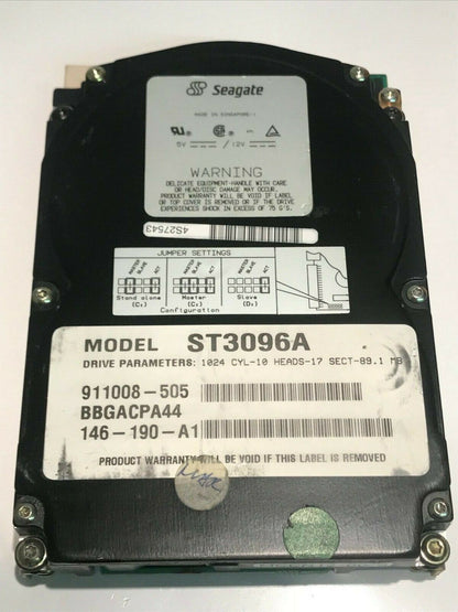 SEAGATE ST3096A 89MB IDE HARD DRIVE 911008-505 BBGACPA44 aa5ie4