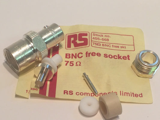 75 OHM BNC CABLE MOUNT FEMALE BY RS 455-668 FREE SOCKET FOR RG59 fbb13T