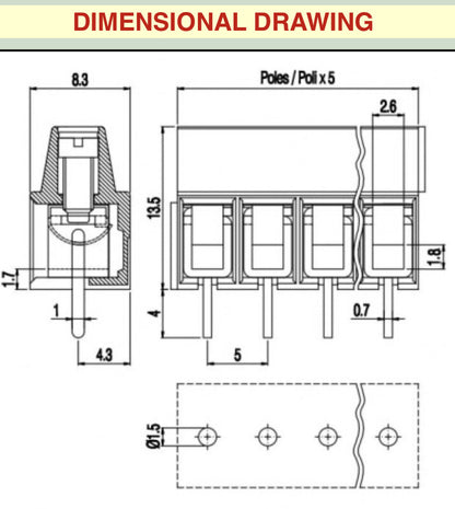 4 WAY PCB TERMINAL BLOCK CONNECTOR 5mm PITCH 17.5A BEST QUALITY EUROCLAMP blb129